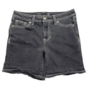 Seven 7 Rodeo Denim Shorts Black White Stitching‎ Casual Everyday Sz 6 Fits 30"